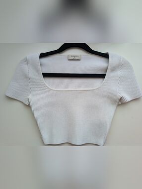 Aritzia Babaton Sculpt Knit Squareneck Top - White XS